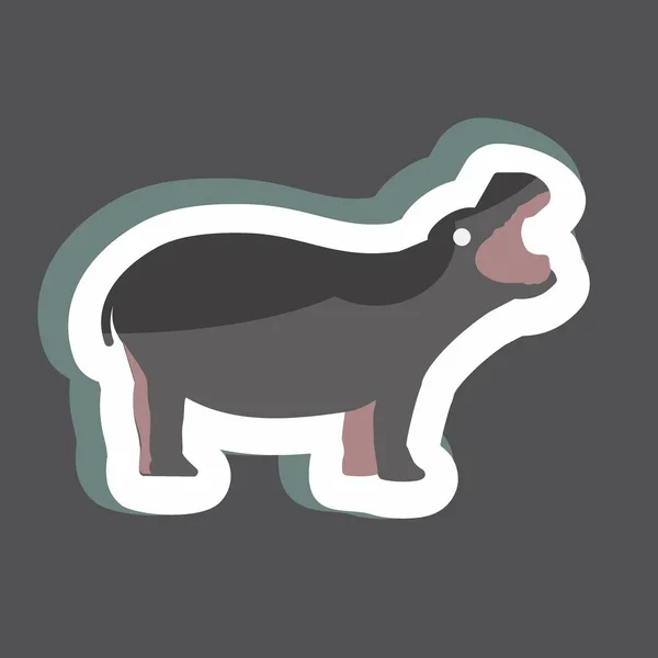 Sticker Hippo Suitable Animal Symbol Simple Design Editable Design Template — Image vectorielle