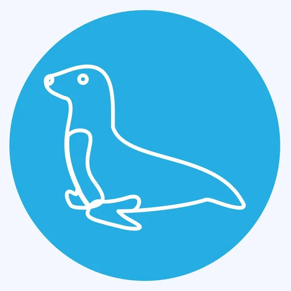 Icon Sea Dog Suitable Animal Symbol Blue Eyes Style Simple — Wektor stockowy