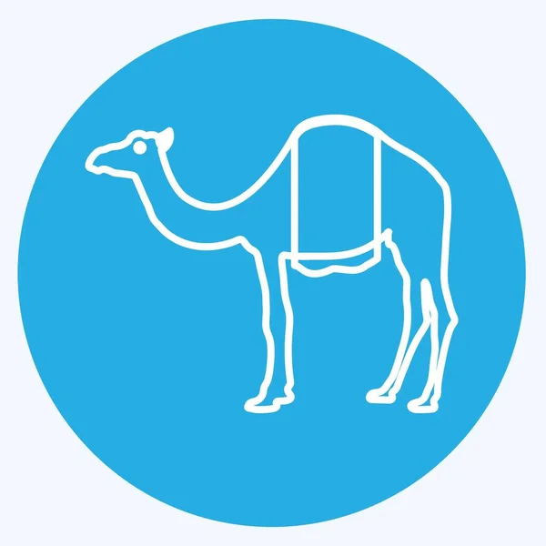 Icône Camel Adapté Symbole Animal Style Yeux Bleus Conception Simple — Image vectorielle