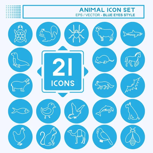Hayvan Simgesi Seti. Hayvan sembolü için uygun. Mavi gözlü. Basit dizayn edilebilir. tasarım şablonu. Basit gösterim