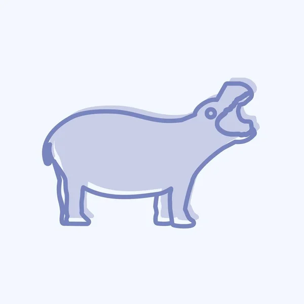 Icon Hippo Suitable Animal Symbol Two Tone Style Simple Design — стоковый вектор