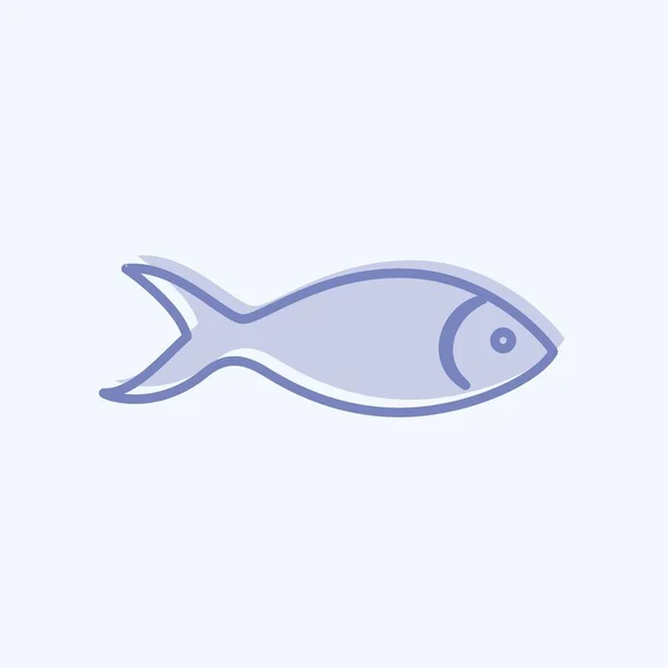 Icon Fish Suitable Animal Symbol Two Tone Style Simple Design — стоковый вектор
