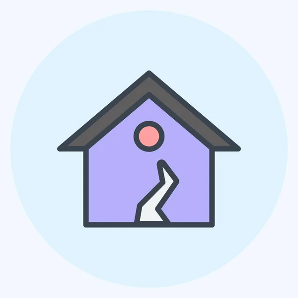 Icon Earthquake Cocok Untuk Simbol Bencana Gaya Pasangan Warna Desain - Stok Vektor