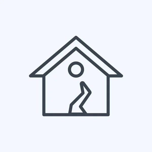 Icon Earthquake Cocok Untuk Simbol Bencana Gaya Garis Desain Sederhana - Stok Vektor