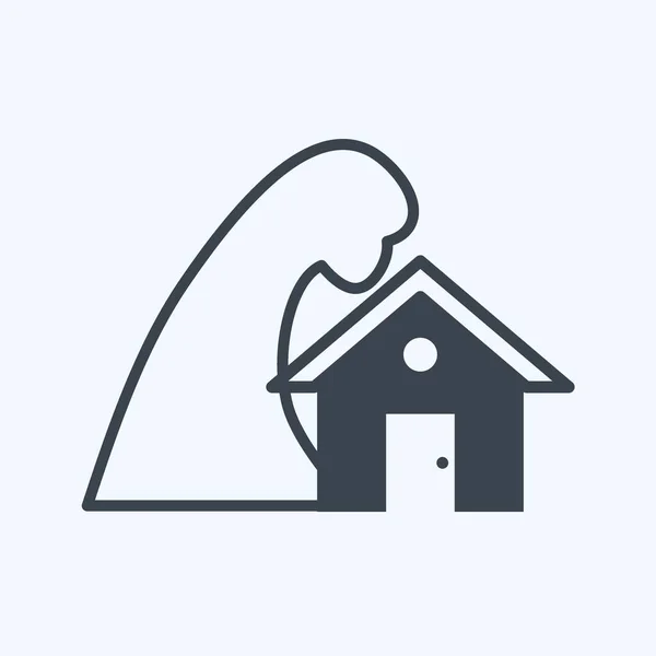 Icono Tormenta Golpeando Casa Adecuado Para Los Desastres Símbolo Estilo — Vector de stock