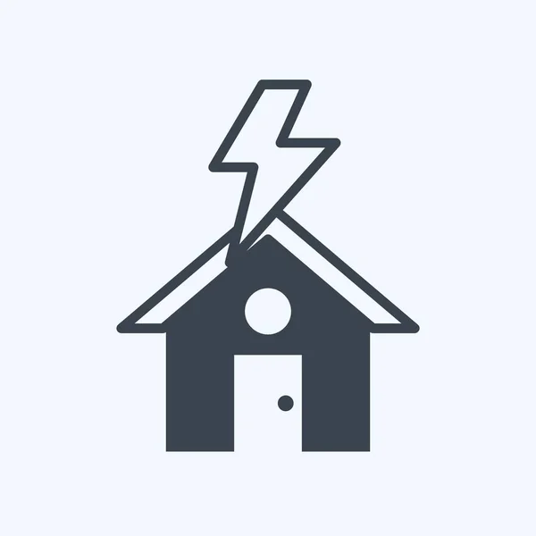 Ikon Villámcsapás Ház Katasztrófa Szimbólumra Alkalmas Grafikus Stílus Egyszerű Tervezés — Stock Vector