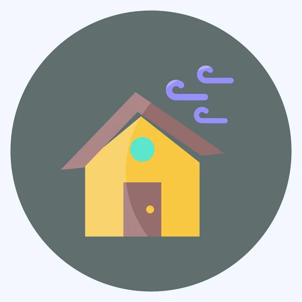 Icon Winds Hitting House Suitable Disasters Symbol Flat Style Simple — стоковый вектор