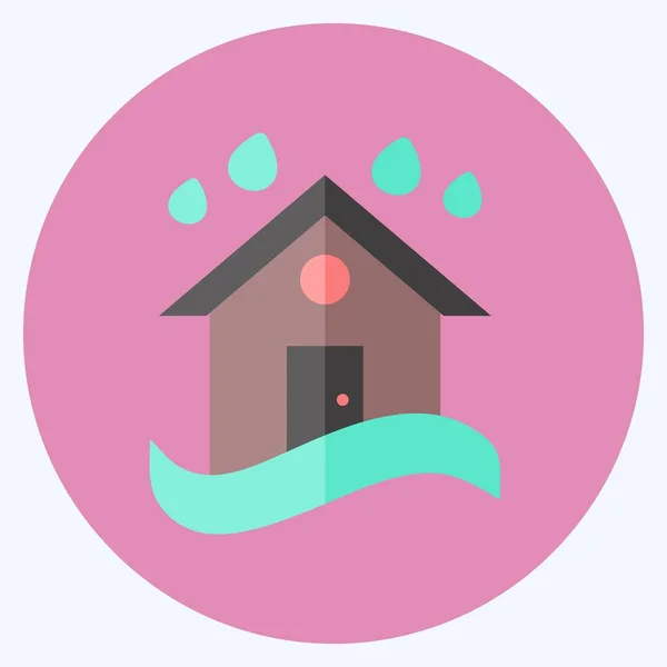 Icon Heavy Rain Flood Suitable Disasters Symbol Flat Style Simple — Image vectorielle