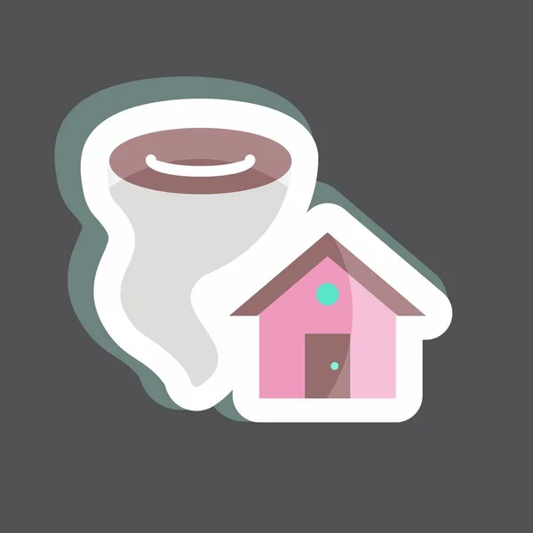 Sticker Tornado Hitting House Suitable Disasters Symbol Color Mate Style — Image vectorielle