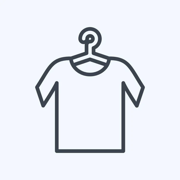 Hanger上的Icon Shirt适用于裁缝师符号 线条风格 简单的设计可以编辑 设计模板向量 简单的符号说明 — 图库矢量图片