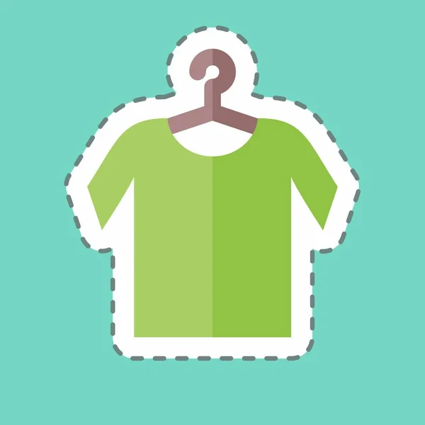 Sticker Line Cut Shirt Hanger Suitable Tailor Symbol Simple Design — Vetor de Stock