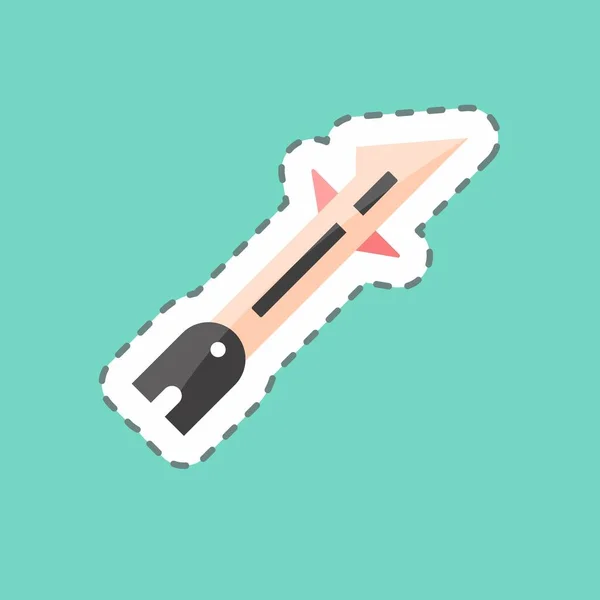 Sticker Lijn Knippen Naaimeter Geschikt Voor Tailor Symbool Eenvoudig Ontwerp — Stockvector