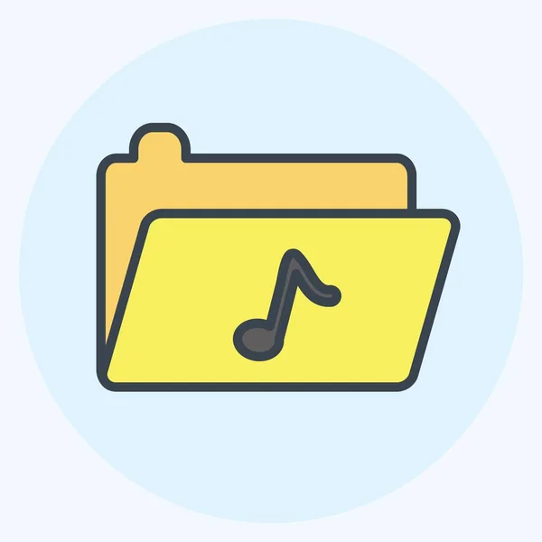 Φάκελος Μουσικής Εικονιδίου Κατάλληλο Για Μουσικό Σύμβολο Χρώμα Ματ Στυλ — Διανυσματικό Αρχείο