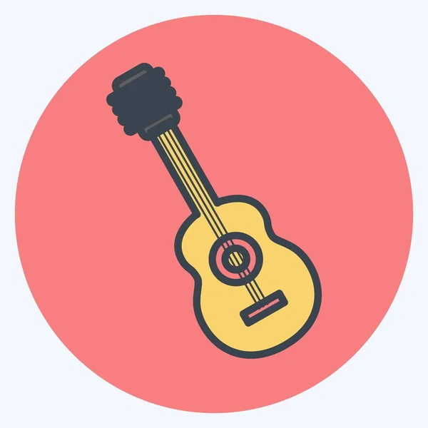 Icon Guitar Suitable Music Symbol Color Mate Style Simple Design — Vector de stock