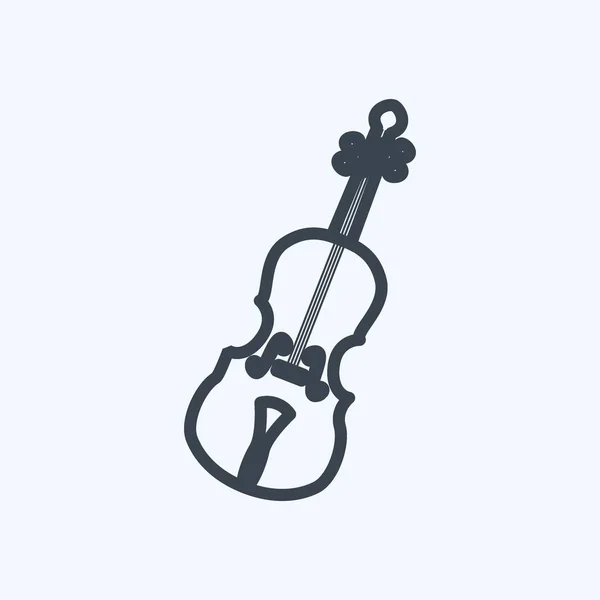 Icon Cello 适用于音乐符号 线条风格 简单的设计可以编辑 设计模板向量 简单的符号说明 — 图库矢量图片