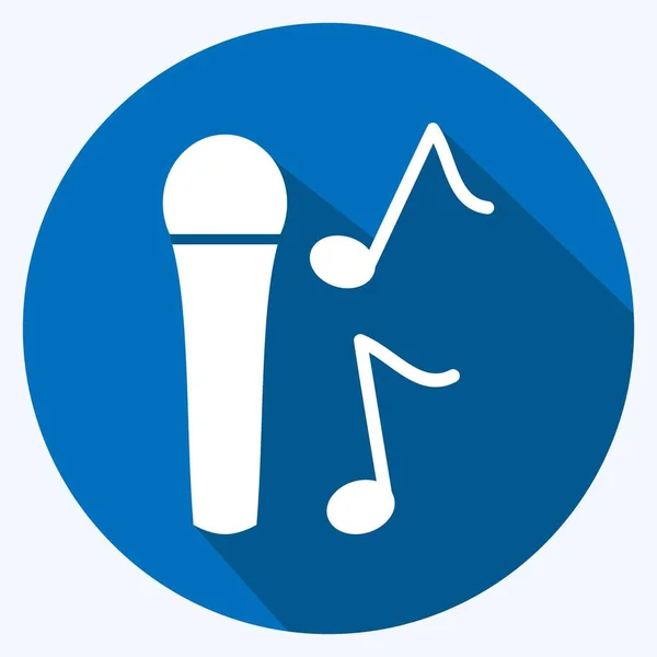 Icon Singing Mic Vhodné Pro Hudební Symbol Dlouhý Styl Stínu — Stockový vektor