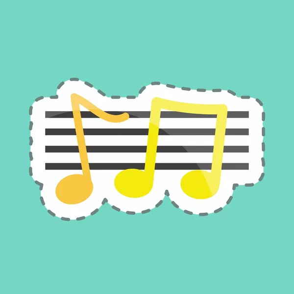 Sticker Line Cut Music Staff Suitable Music Symbol Color Mate — Stockvektor