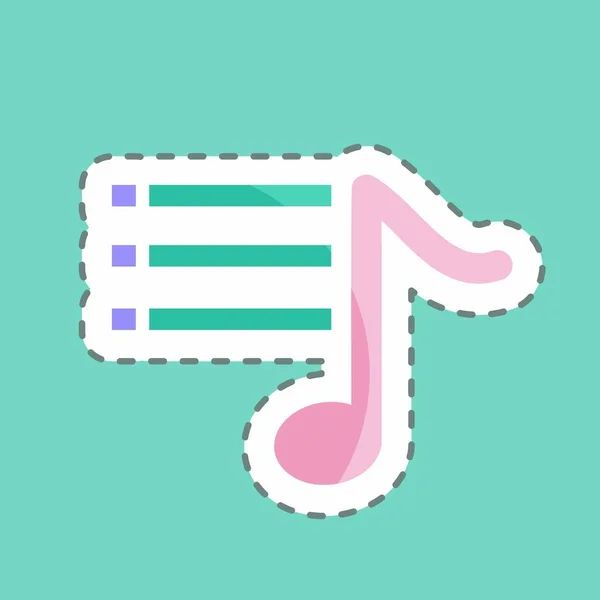 Sticker Line Cut Music Options Suitable Music Symbol Color Mate — Stock Vector