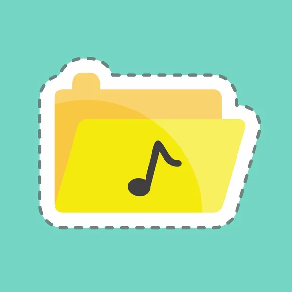 Sticker Γραμμή Κοπεί Φάκελο Μουσικής Κατάλληλο Για Μουσικό Σύμβολο Χρώμα — Διανυσματικό Αρχείο