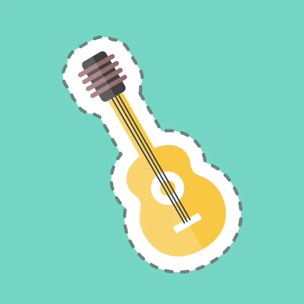 Sticker Line Cut Guitar Suitable Music Symbol Color Mate Style — Image vectorielle