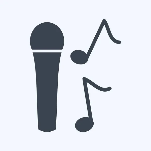 Icon Singing Mic Vhodné Pro Hudební Symbol Styl Glyfu Jednoduchý — Stockový vektor