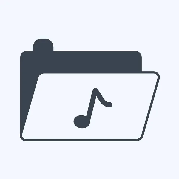 Icon Music Folder Adapté Symbole Musique Style Glyphe Conception Simple — Image vectorielle