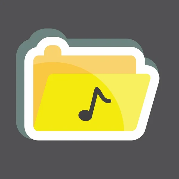 Pegatina Music Folder Adecuado Para Símbolo Música Estilo Mate Color — Vector de stock