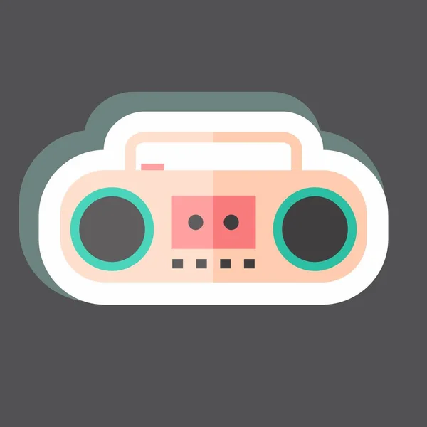 Pegatina Casette Player Adecuado Para Símbolo Música Estilo Mate Color — Vector de stock