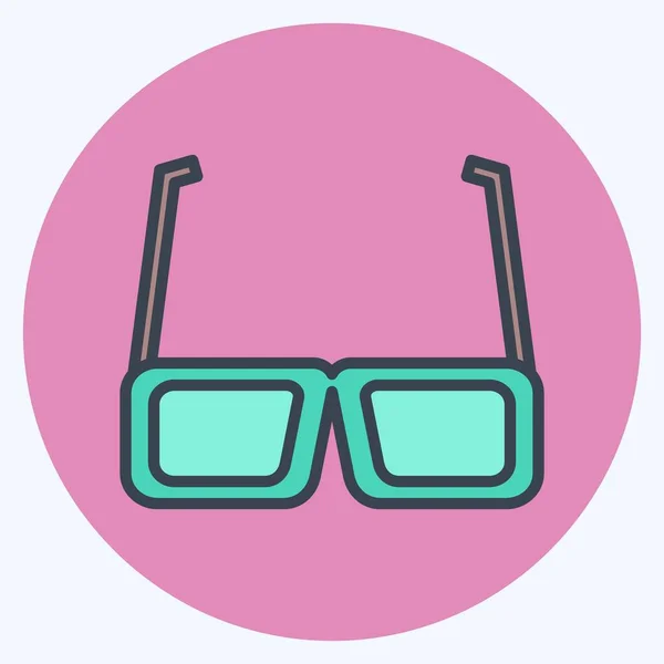 Icono Gafas Adecuado Para Símbolo Del Partido Estilo Mate Color — Vector de stock
