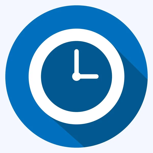 Icon Clock Suitable Party Symbol Long Shadow Style Simple Design — Wektor stockowy