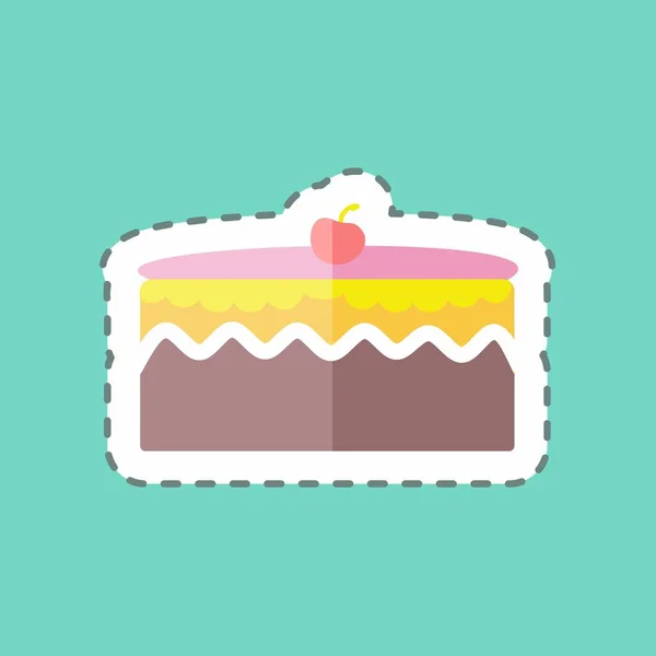 Sticker Line Cut Cake Suitable Party Symbol Simple Design Editable — Archivo Imágenes Vectoriales