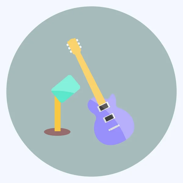 Icon Guitar和Mic 适合党的标志 平坦的风格 简单的设计可以编辑 设计模板向量 简单的符号说明 — 图库矢量图片