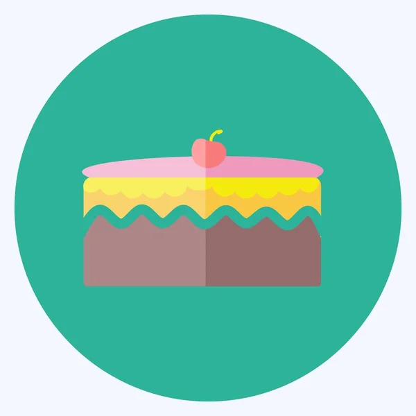 Icon Cake Suitable Party Symbol Flat Style Simple Design Editable — Wektor stockowy