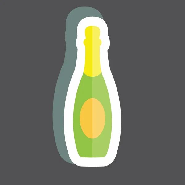 Sticker Champagne Suitable Party Symbol Simple Design Editable Design Template —  Vetores de Stock