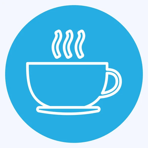 Icon Coffee Cup Suitable Party Symbol Blue Eyes Style Simple — стоковий вектор