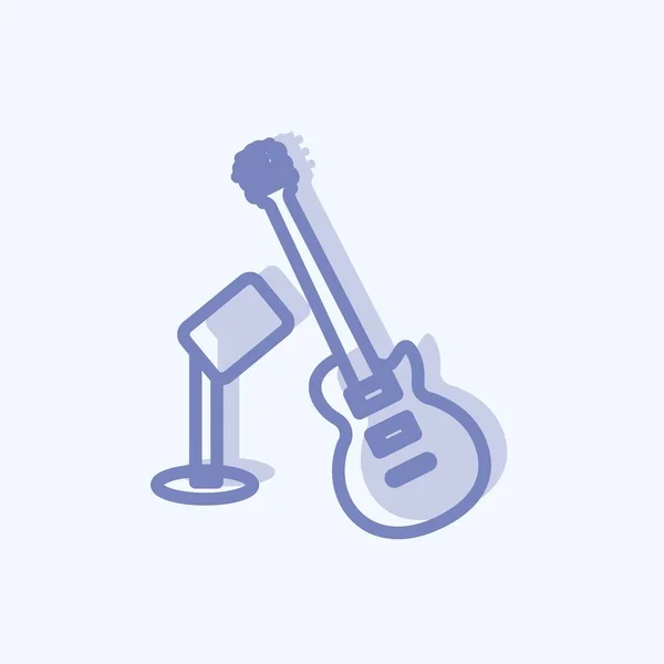 Ikonová Kytara Mikrofon Vhodné Pro Stranický Symbol Dvoubarevný Styl Jednoduchý — Stockový vektor
