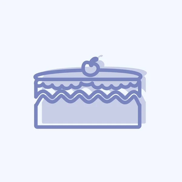 Icon Cake Suitable Party Symbol Two Tone Style Simple Design — Archivo Imágenes Vectoriales