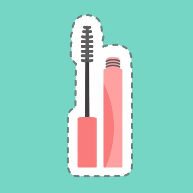 Çıkartma çizgisi Mascara 'yı kesti. Güzellik sembolü için uygun. Basit dizayn edilebilir. tasarım şablonu. Basit gösterim