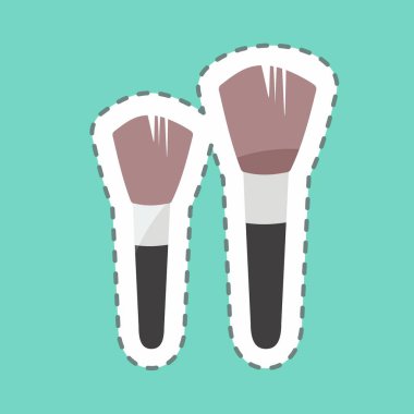 Çıkartma çizgisi Blushon Fırçalarını kesti. Güzellik sembolü için uygun. Basit dizayn edilebilir. tasarım şablonu. Basit gösterim