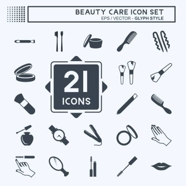 Güzellik ikonu seti. Güzellik sembolü için uygun. Kabartma tarzı. Basit dizayn edilebilir. tasarım şablonu. Basit gösterim