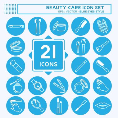 Güzellik ikonu seti. Güzellik sembolü için uygun. Mavi gözlü. Basit dizayn edilebilir. tasarım şablonu. Basit gösterim