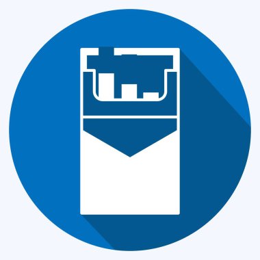 Simge Sigara Paketi. Erkekler için aksesuar sembolü. Uzun gölge tarzı. Basit dizayn edilebilir. tasarım şablonu. Basit gösterim