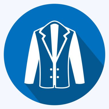 Simge manto. Erkekler için aksesuar sembolü. Uzun gölge tarzı. Basit dizayn edilebilir. tasarım şablonu. Basit gösterim