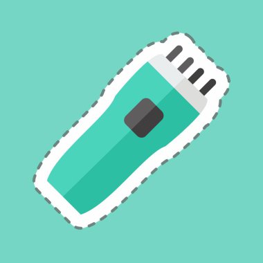 Çıkartma çizgisi traş makinesini kesti. Erkekler için aksesuar sembolü. Basit dizayn edilebilir. tasarım şablonu. Basit gösterim