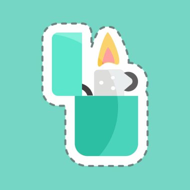 Çıkartma çizgisi Lighter 'ı kesti. Erkekler için aksesuar sembolü. Basit dizayn edilebilir. tasarım şablonu. Basit gösterim