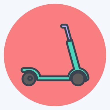 İkon Scootie. Oyuncak sembolü için uygun. renk arkadaşı stili. Basit dizayn edilebilir. tasarım şablonu. Basit gösterim