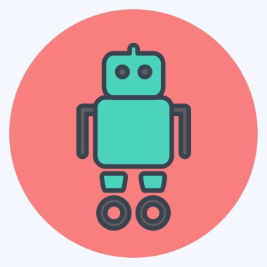 Simge Robotu. Oyuncak sembolü için uygun. renk arkadaşı stili. Basit dizayn edilebilir. tasarım şablonu. Basit gösterim