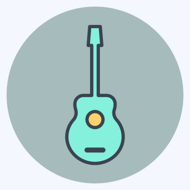 Simge Gitarı. Oyuncak sembolü için uygun. renk arkadaşı stili. Basit dizayn edilebilir. tasarım şablonu. Basit gösterim