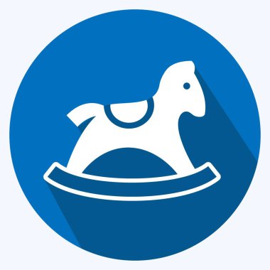 İkon Sallanan At. Oyuncak sembolü için uygun. Uzun gölge tarzı. Basit dizayn edilebilir. tasarım şablonu. Basit gösterim