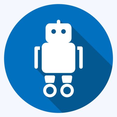 Simge Robotu. Oyuncak sembolü için uygun. Uzun gölge tarzı. Basit dizayn edilebilir. tasarım şablonu. Basit gösterim